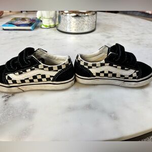 Vans Kids Black & White Checkerboard Velcro Sneakers